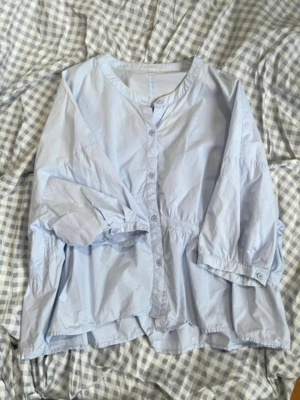 Light Blue Button Front Top - Picture 1 of 3